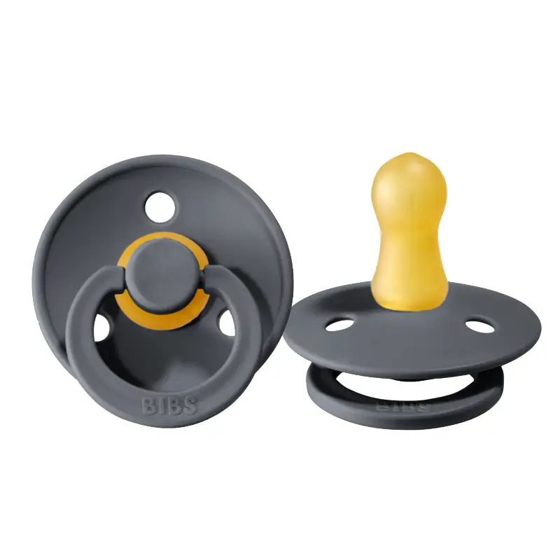 Пустушка BIBS Colour Latex Round (кругла) 0-6 міс – Iron, фото 1