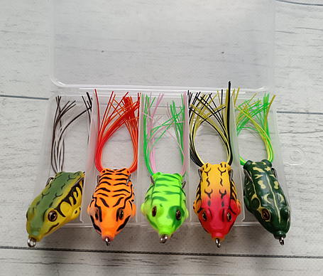 Силіконова Приманка D-Frog 5,5 см Жаба на окуня та щуку 5шт набір в коробці, фото 1