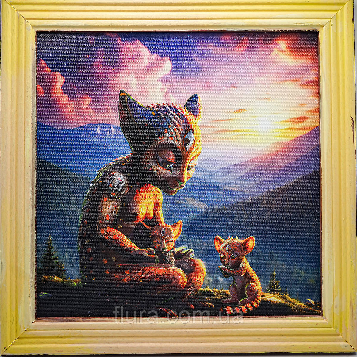 Картина для дому на стіну авторська флуоресцентна 20×20 см / Картини на полотні для інтер'єру