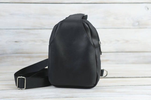 Жіноча сумка Слінг №5 з натуральної шкіри колір Чорний, фото 1