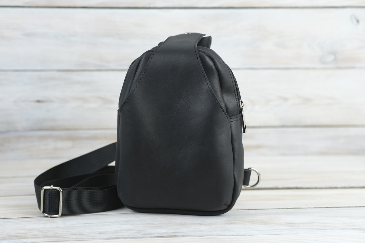 Жіноча сумка Слінг №5 з натуральної шкіри колір Чорний