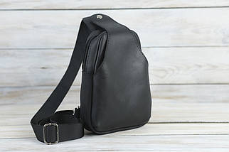 Жіноча сумка Слінг №5 з натуральної шкіри колір Чорний, фото 3