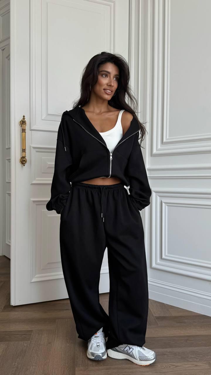 Жіночий костюм з двонитки Модель: 1482-098 Колір: чорний, меланж, шоколад, фото 1