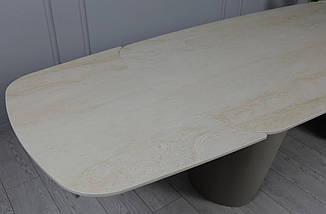 Стіл розкладний Опера керамічний 200/300*100 см травертин / ноги тауп ТМ Prestol, фото 4