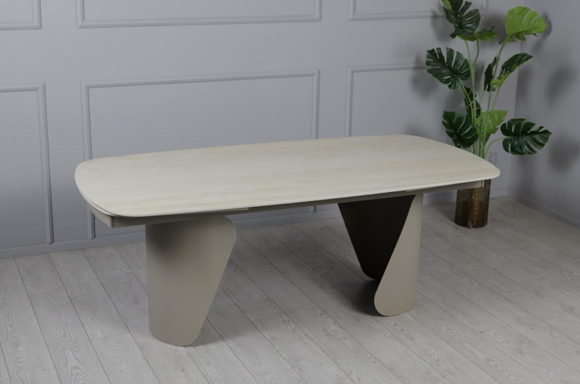 Стіл розкладний Опера керамічний 200/300*100 см травертин / ноги тауп ТМ Prestol