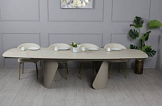 Стіл розкладний Опера керамічний 200/300*100 см травертин / ноги тауп ТМ Prestol, фото 5