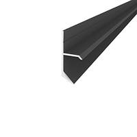 Плінтус алюмінієвий прихованого монтажу з тіньовим швом 15.7×38.8×2500 мм, чорний матовий