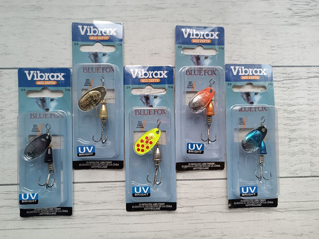 Набір Вертушка блешня Blue Fox Vibrax Fluorescent #2 5.5g 3\8 5шт