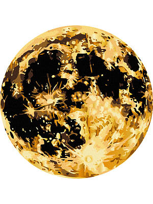 Картина за номерами на чорному полотні кругла 40 см. Золотий повний місяць Brushme RCB00121L