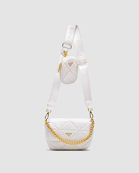 💎 Prada Padded Leather Shoulder Bag White 20 х 13 х 7 см