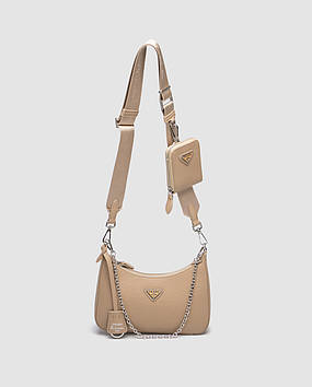💎 Prada Re-Edition 2005 Saffiano Leather Bag Beige 23 х 12 х 6 см