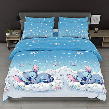 Постільна білизна Королева Ночі (Бязь) | Полуторний комплект | 50х70 | Стіч на блакитному