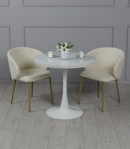 Стіл Шарм d 80 см МДФ+кераміка глянець білий / нога біла ТМ Prestol