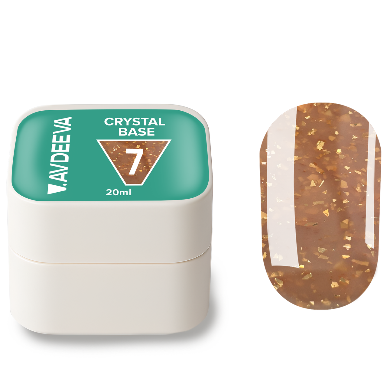 Камуфлююча база Victoria Avdeeva CRYSTAL BASE №7, 20мл (карамельна з золотою поталлю), фото 1