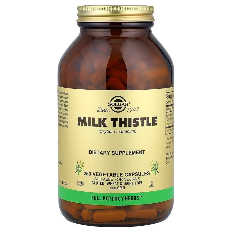 Розторопша, Milk Thistle, Solgar, 250 вегетаріанських капсул (450 мг на капсулу)
