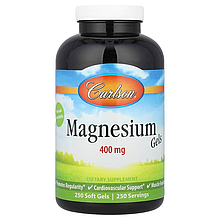 Магній оксид, Magnesium Gels, Carlson, 400 мг, 250 гелевих капсул
