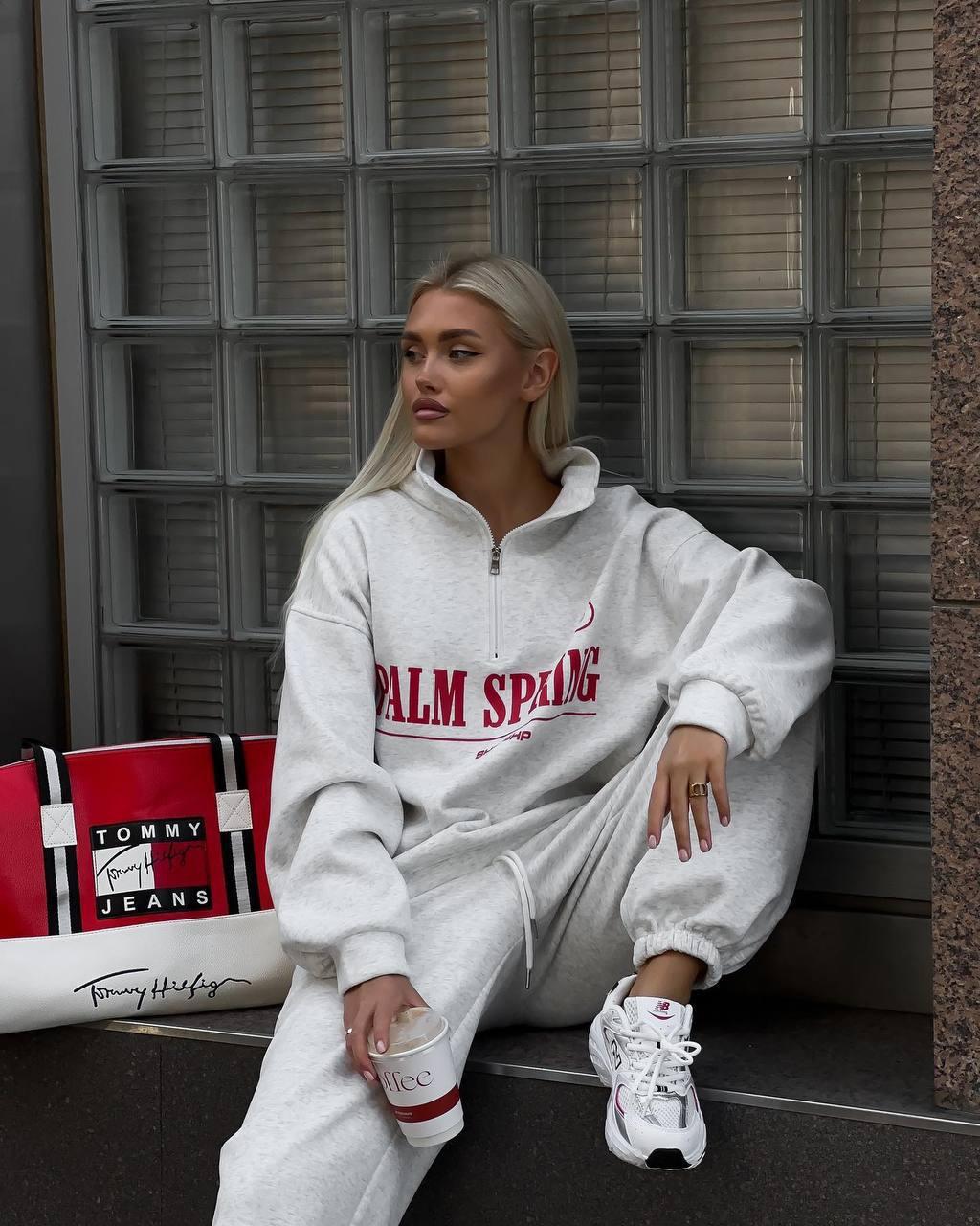 Жіночий спортивний костюм на флісі Модель: 1482-055 Колір: графіт, червоний, шоколадний, сірий меланж, чорний, фото 1