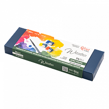 Набір акварельних фарб SPECTRUM, 14*2,5мл, кювета, +пензель, Індіго метал. пенал, ROSA Gallery