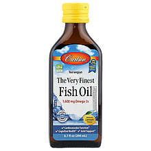 Риб'ячий жир вищої якості, The Very Finest Fish Oil, Carlson, норвезький, лимон, 1600 мг, 200 мл