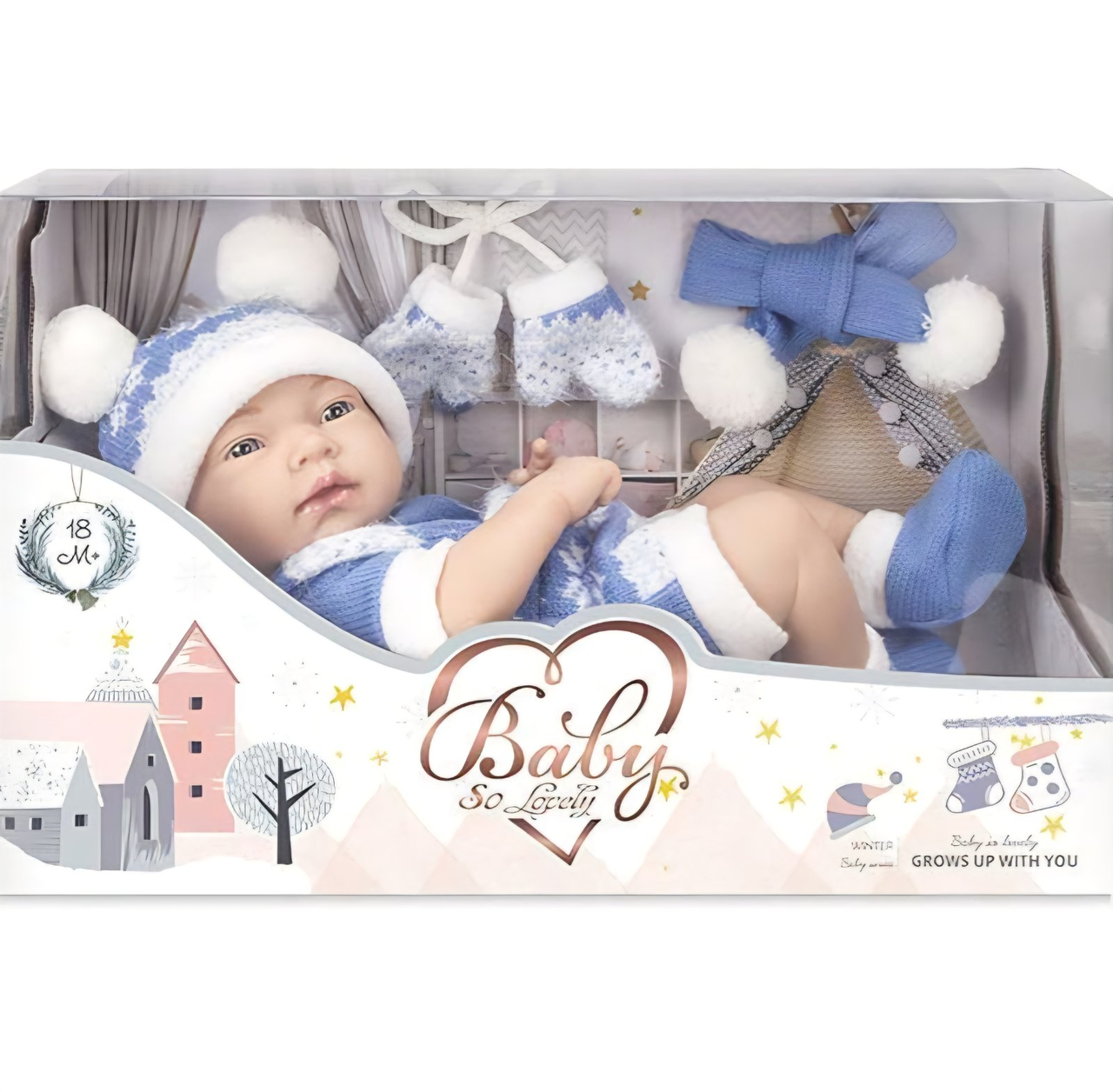 Пупс м’якотілий з одягом, лялька борн 34 см, 237-1, фото 1