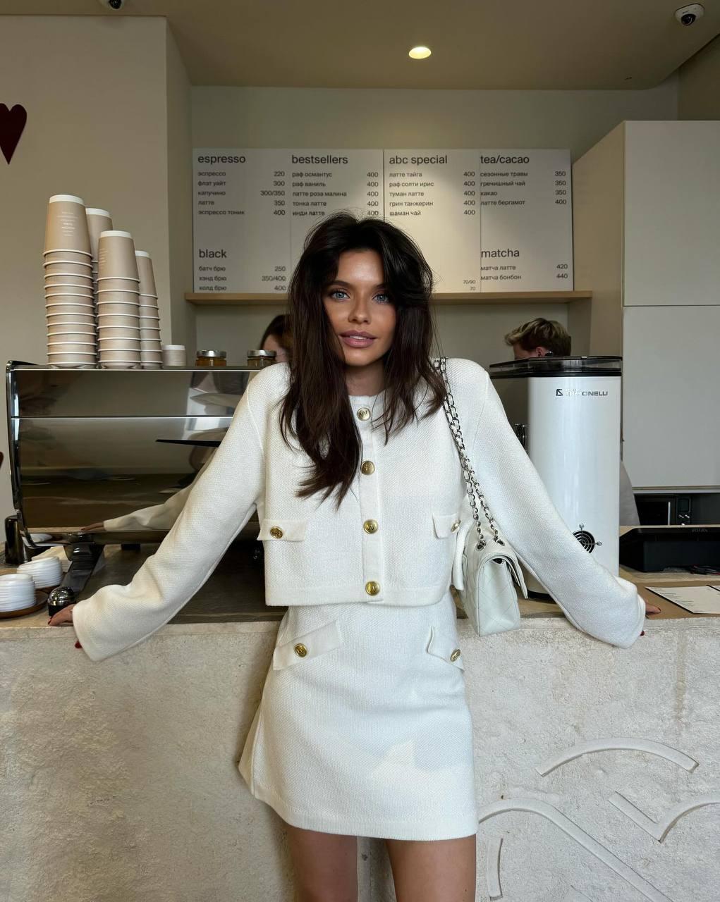 Жіночий костюм з щільної ангори Модель: 1482-061 Колір: молочний, фото 1