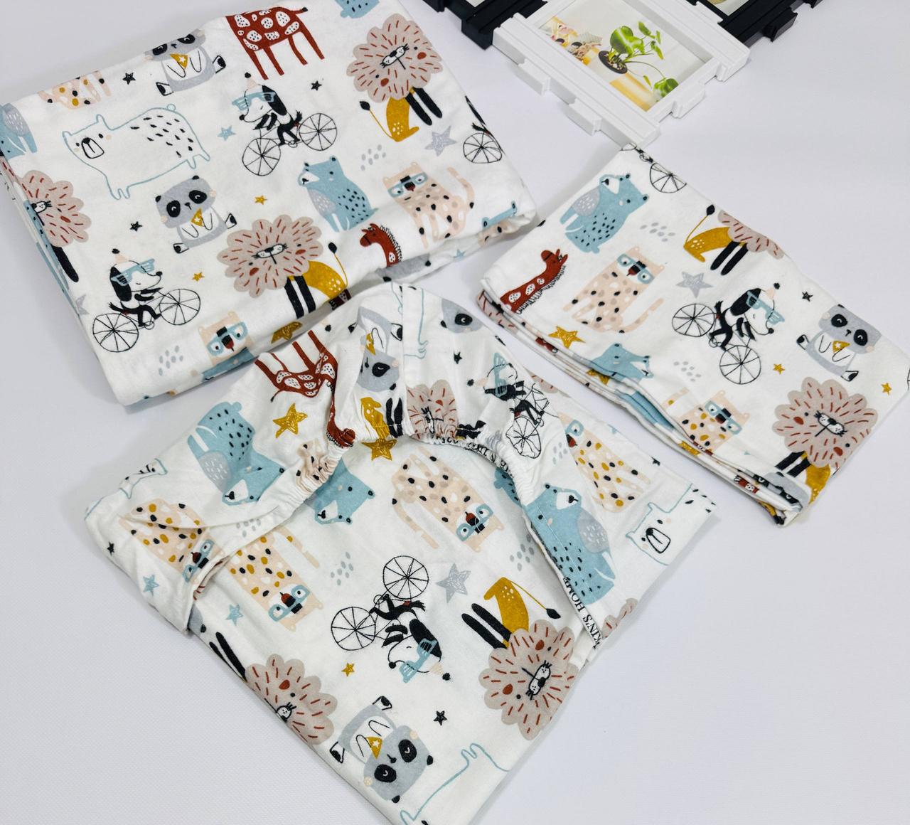 Теплий комплект постільної білизни в дитяче ліжечко з байки/фланелі, фото 1