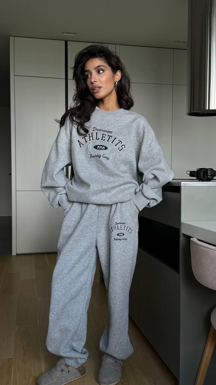 Жіночий спортивний костюм на флісі Модель: 1482-054 Колір: сірий меланж, темно-синій, фото 1