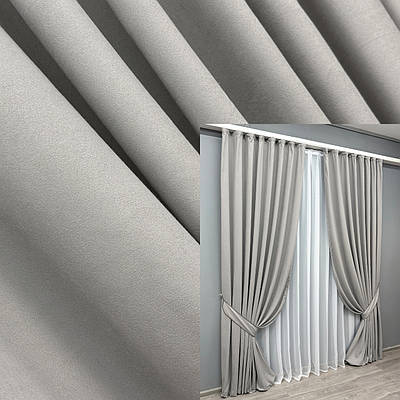 Комплект штор (2шт. 1,5х2,9м.) мікровелюр, колекція "Petek". Колір світло-сірий. Код 1832ш 33-0812