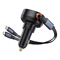 АЗП Baseus Enjoyment Pro Car Charger C+Retractable C & iP Cable 60W black (C00057802111-00), фото 2