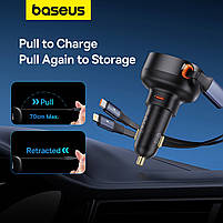 АЗП Baseus Enjoyment Pro Car Charger C+Retractable C & iP Cable 60W black (C00057802111-00), фото 7