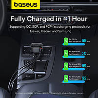 АЗП Baseus Enjoyment Pro Car Charger C+Retractable C & iP Cable 60W black (C00057802111-00), фото 8