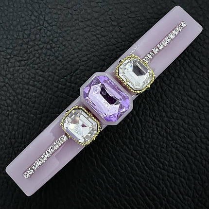 Заколка автомат для волос лилового цвета с переливающимися кристаллами длина 9 см ширина 1.5 см, фото 2