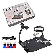 Універсальна лупа з крокодилами і підсвічуванням для пайки плат TH-7029, фото 2