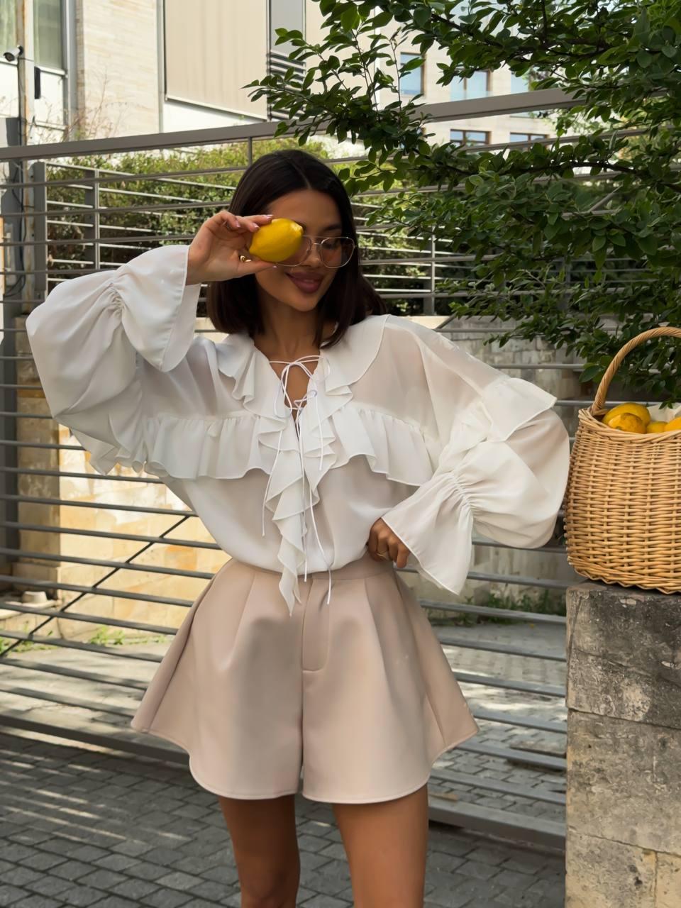 Жіноча блузка з софту Модель: 1482-092 Колір: молочний, фото 1