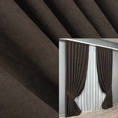 Комплект штор (2шт. 1,5х2,9м.) мікровелюр, колекція "Petek". Колір венге. Код 1829ш 33-0815