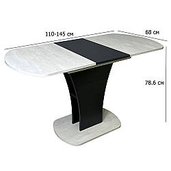 Розкладний стіл на кухню Sheridan S/A 110-145х68 см шовковий камінь та антрацит на одній ніжці