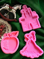 Набір 3 шт. молди «Білосніжка, яблуко та замок», з фінішем та «кристалічною» текстурою. Серія "Новорічна казка".