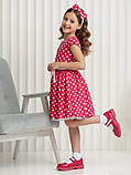 Сукня в ретро стилі для дівчинки Стиляги Малинове 116-134 р. Нарядне плаття для дівчинки в горох, фото 2