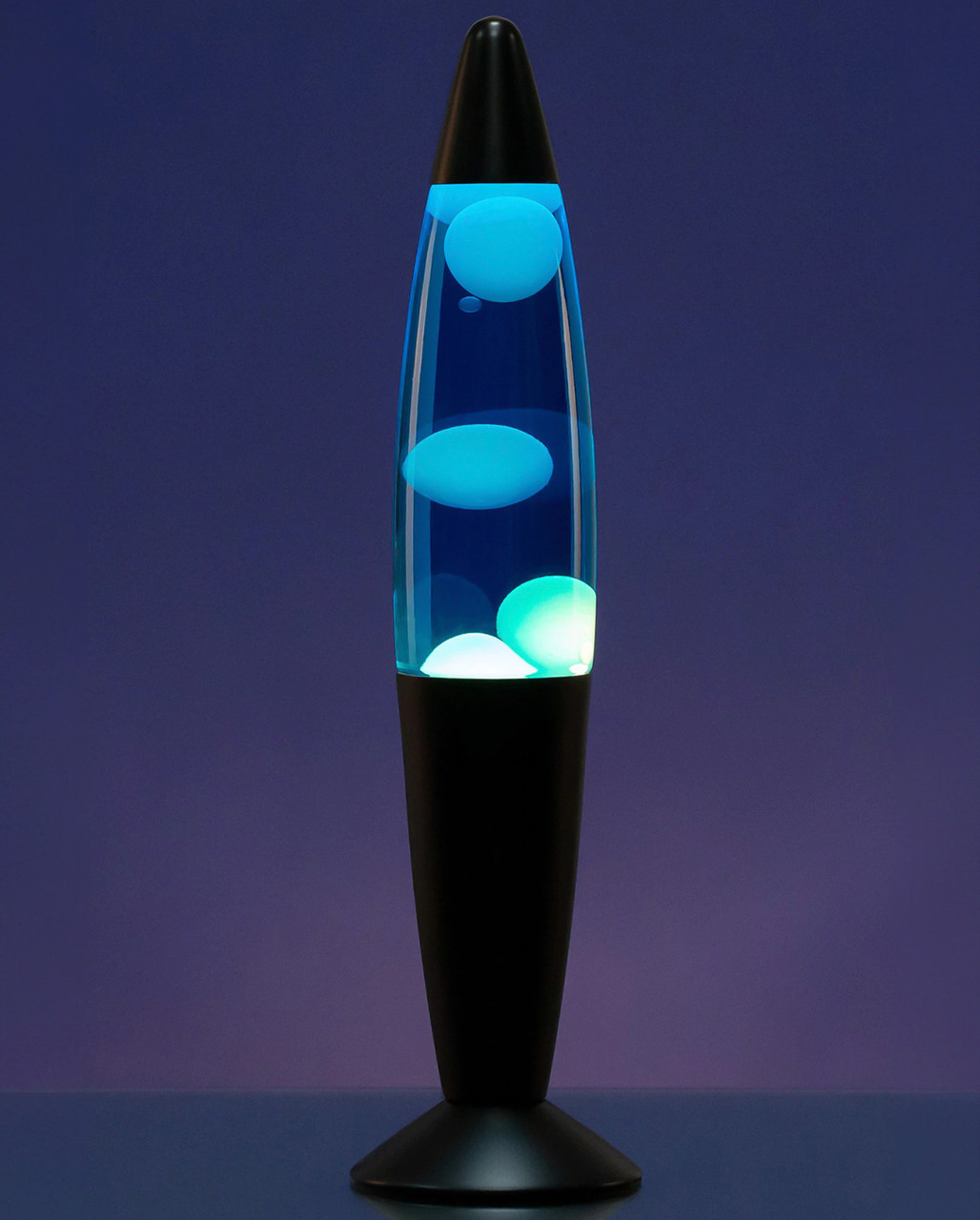 Лава лампа 41 см кольорова: синя рідина, білий віск, фото 1