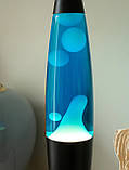 Лава лампа 41 см кольорова: синя рідина, білий віск, фото 4