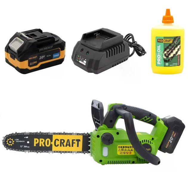 Акумуляторна ланцюгова пилка Procraft PKA42Li + 1акб 4Аг Turbo + ЗП charger20/1 + олива ланцюга, фото 1