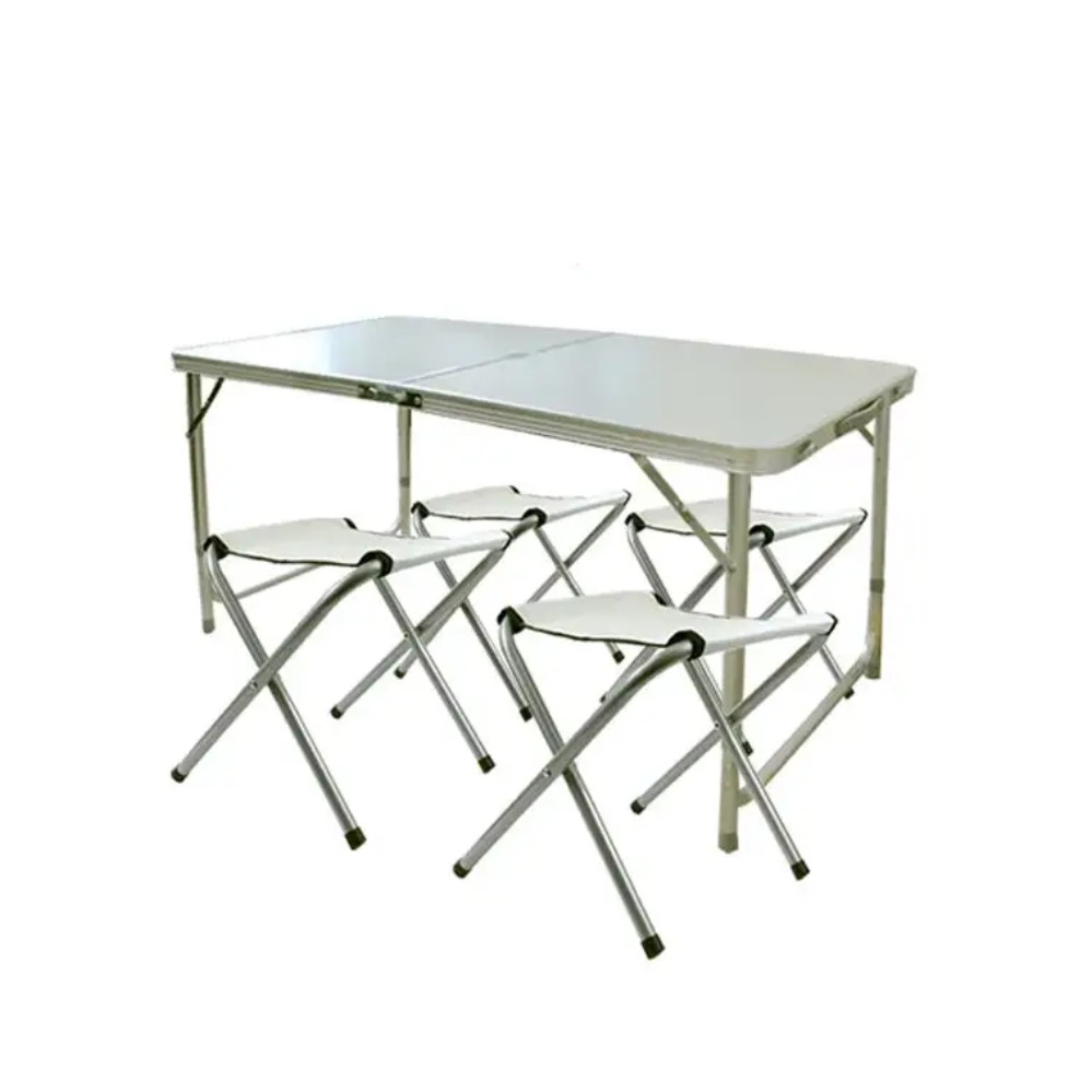 Туристичний складаний столик і стільці Білий для пікніка кемпінгу туризму стіл валіза, фото 1