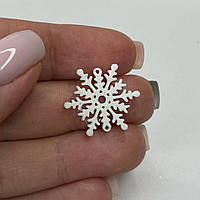 Конектори пластик Finding Кулон підвіска сніжинка 2 петлі Білий 17.5 мм х 20 мм х 2 мм