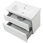 Тумба навісна ЮВВІС Aria ТПБ-2 Д біла матова з умивальником Fenova 80 см, фото 2