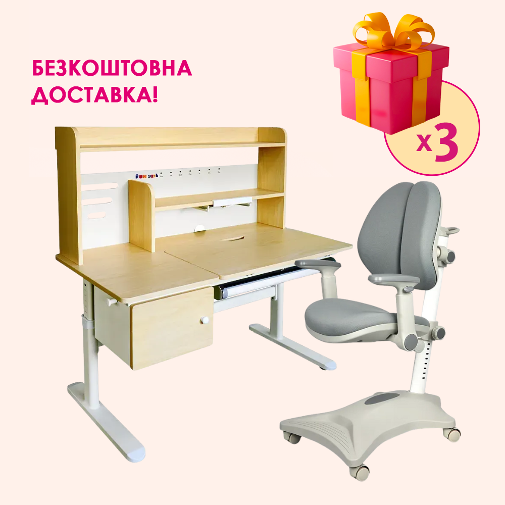 Комплект меблів Cubby Toru Grey + дитяче крісло Cubby Magnolia Grey