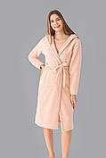 Халат махровий жіночій однотонний з капюшоном (євродовжина)