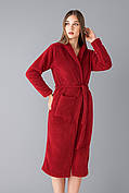 Халат махровий жіночій однотонний з капюшоном (євродовжина)