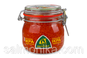 Ікра справжня лососева зерниста 230 грам ,преміальна Шаланда, скло банка, фото 1
