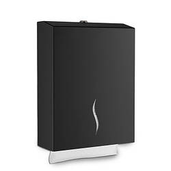 Диспенсер для паперових листових V- рушників металевий чорний для ресторанів готелів та громадських місць