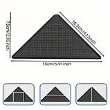 4 шт. Антиковзних наклейок під килим — трикутні гумові підкладки для фіксації килимів і доріжок, фото 4